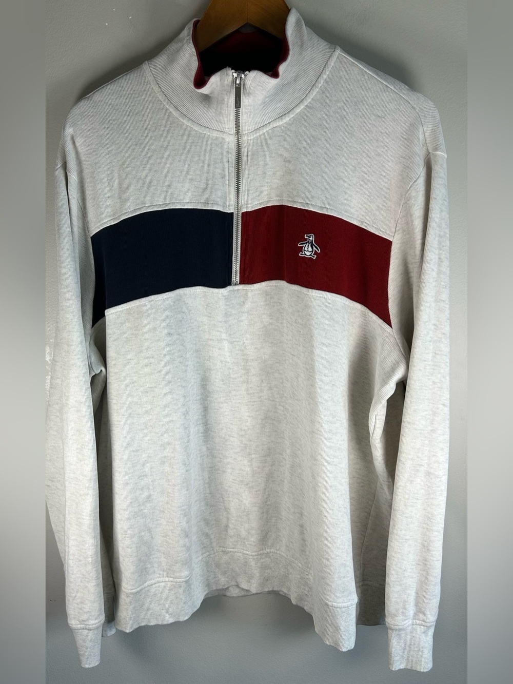 Original Penguin Men’s 1/4 Zip Sweater Pullover Sz XXL Stretch Light Weight EUC